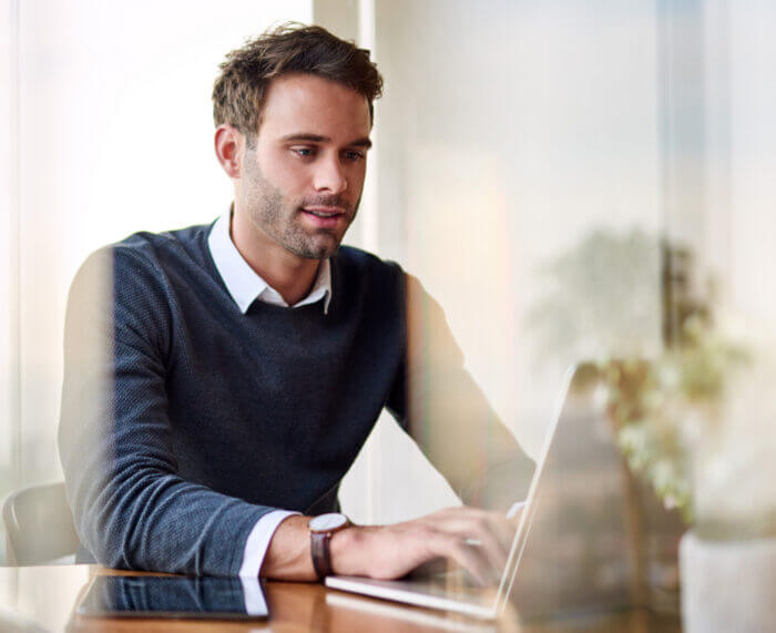 Man working on laptop